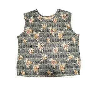 PLISSE Women's Sleeveless Accordion Pleat Rose & Stripe Top Women's Size 1X